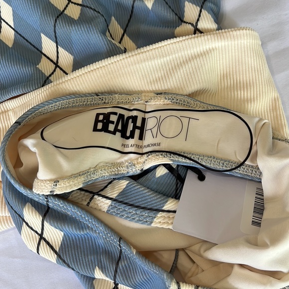 Beach Riot Carlie One Piece Swim Suit in Blue Argyle Size S NWT - Picture 8 of 9